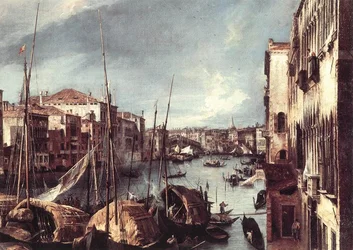 Der Canal Grande mit der Rialto-Brücke im Hintergrund (Detail)